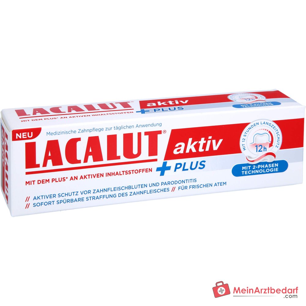 Lacalut Aktiv Plus Aluminiumlactat / Allantoin / Bisabolol / Natriumfluorid Zahncreme, 75 ml.