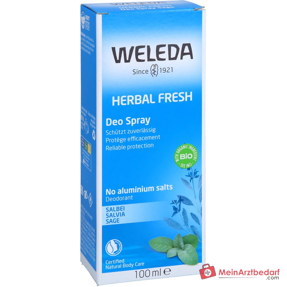 Weleda Déodorant Spray Herbal Fresh à base d'huile de sauge, 100 ml