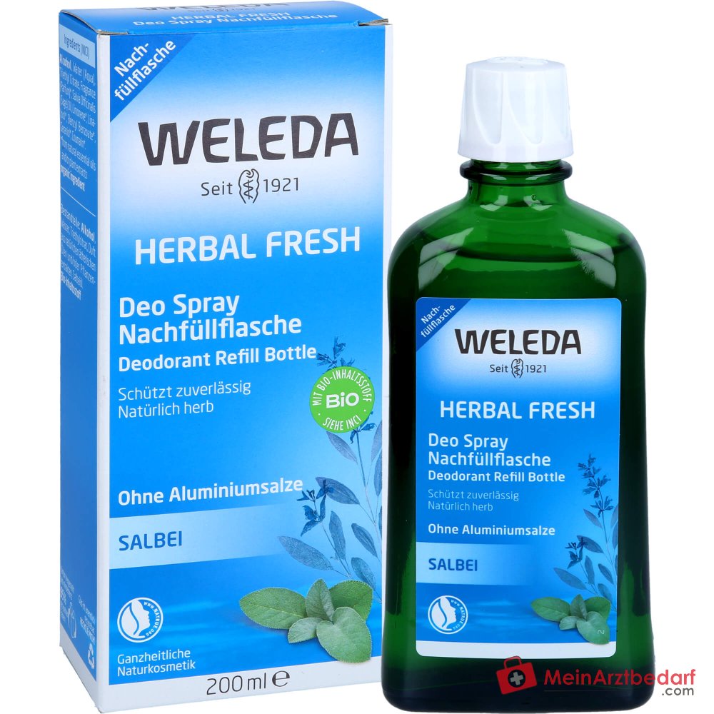 Weleda Herbal Fresh Deo Spray Salbeioel Nachfuellflasche, 200 ml