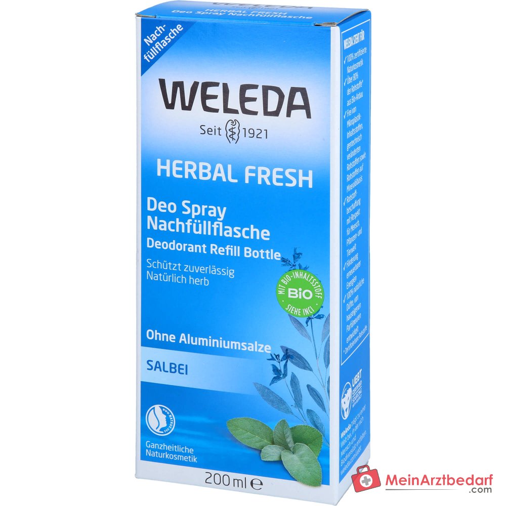 Weleda Herbal Fresh Deo Spray Salbeioel Nachfuellflasche, 200 ml