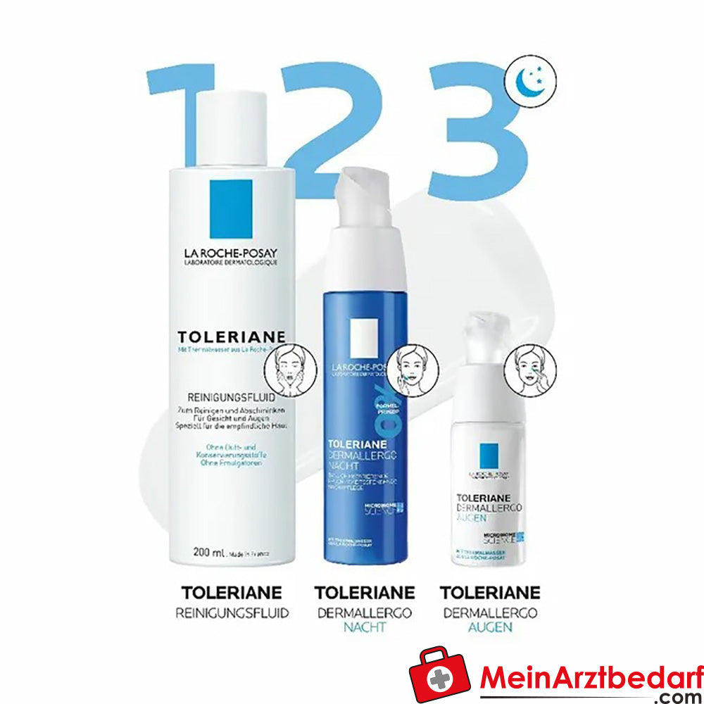 La Roche Posay Toleriane Dermallergo Nacht, Gesichtscreme bei trockener, empfindlicher und zu Allergien neigender Haut, 40ml.