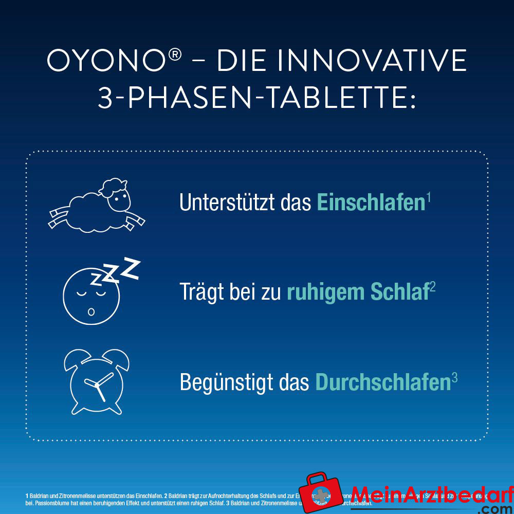 OYONO® Nacht mit 1 mg Melatonin, Baldrian und Zitronenmelisse.