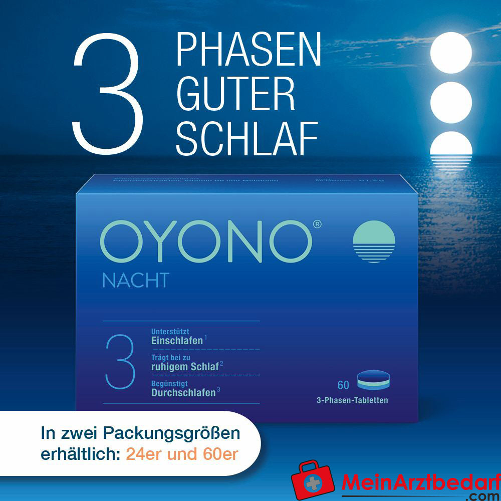 OYONO® Nacht mit 1 mg Melatonin, Baldrian und Zitronenmelisse.