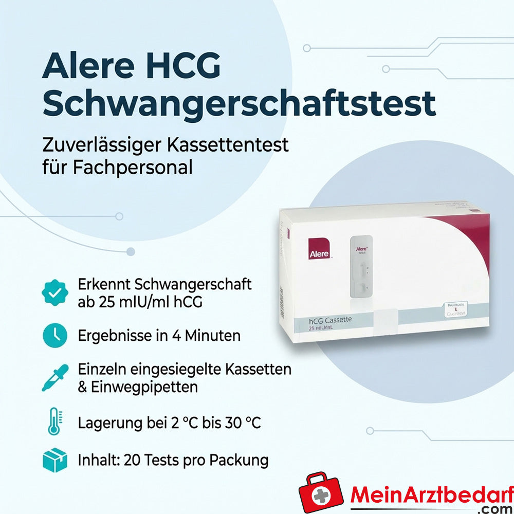 Alere hCG pregnancy test cassette, 20 pieces