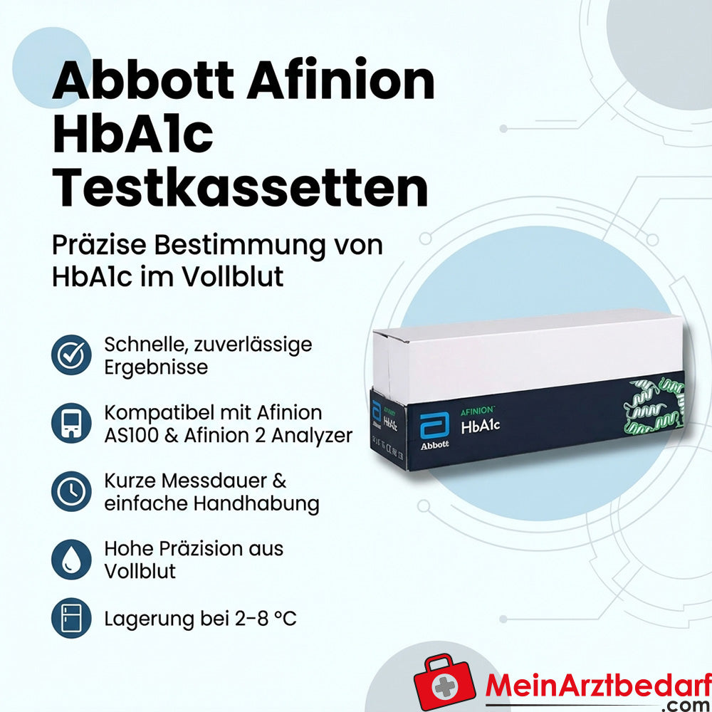 Abbott Afinion HbA1c test cassettes for Afinion AS100/Afinion 2 analyser, 15 pieces