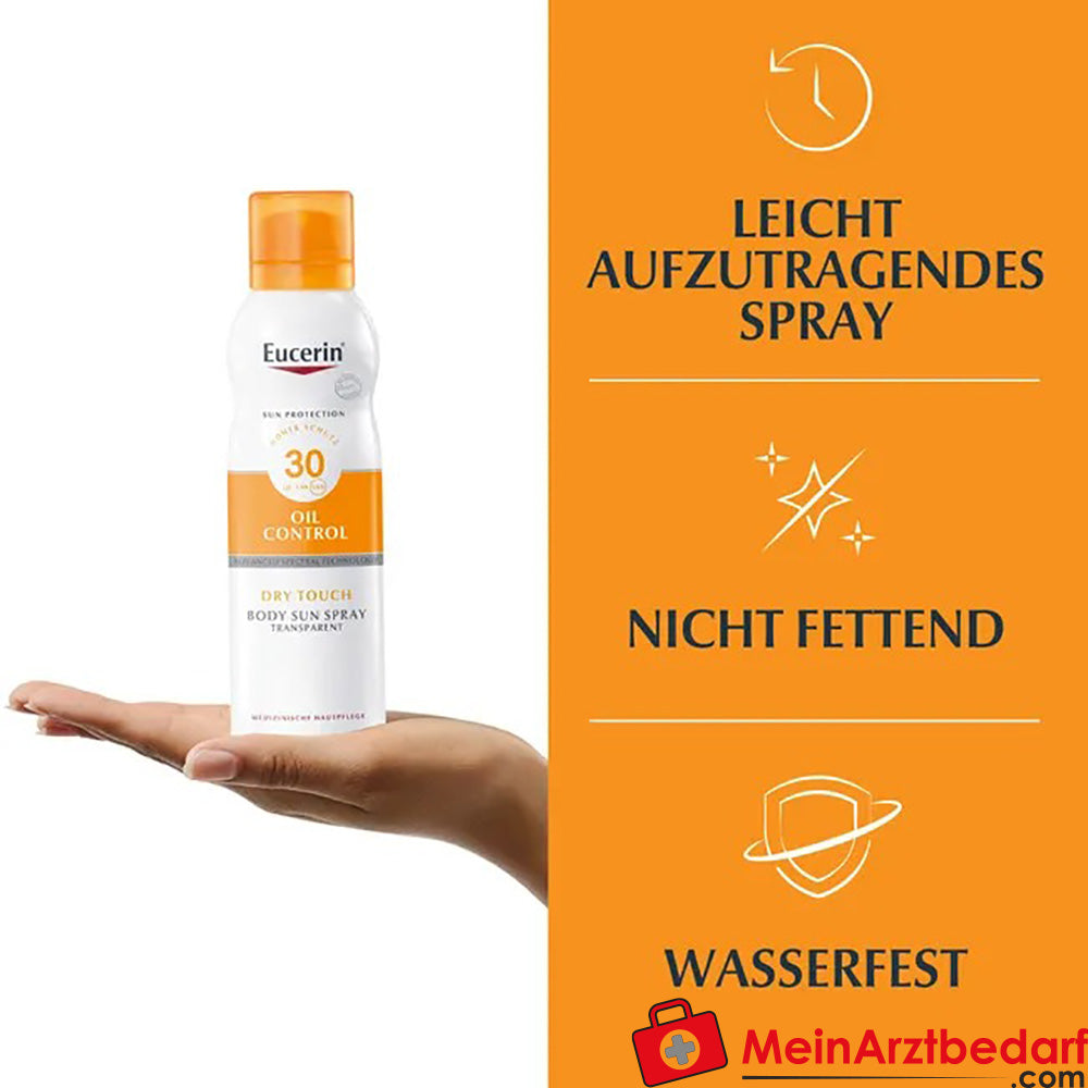 Eucerin® Oil Control Dry Touch Spray LSF 30 – für empfindliche und zu Akne neigende Haut, 200ml.