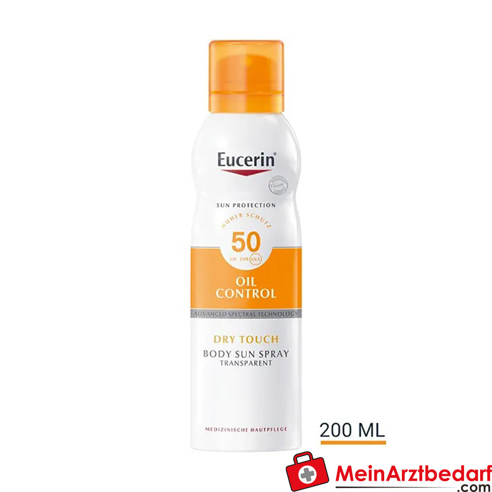 Eucerin® Oil Control Dry Touch Spray LSF 50 – für empfindliche und zu Akne neigende Haut, 200ml.