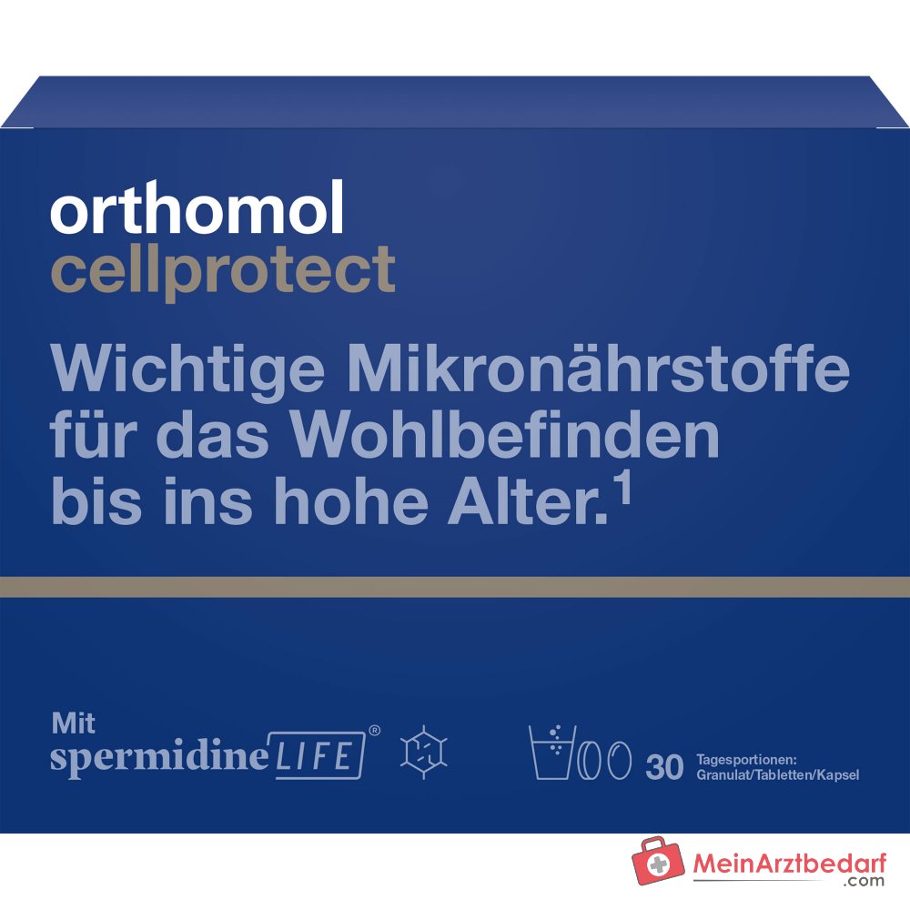 Orthomol Cellprotect Granulat mit Tabletten und Kapseln, 30 Tagesportionen.