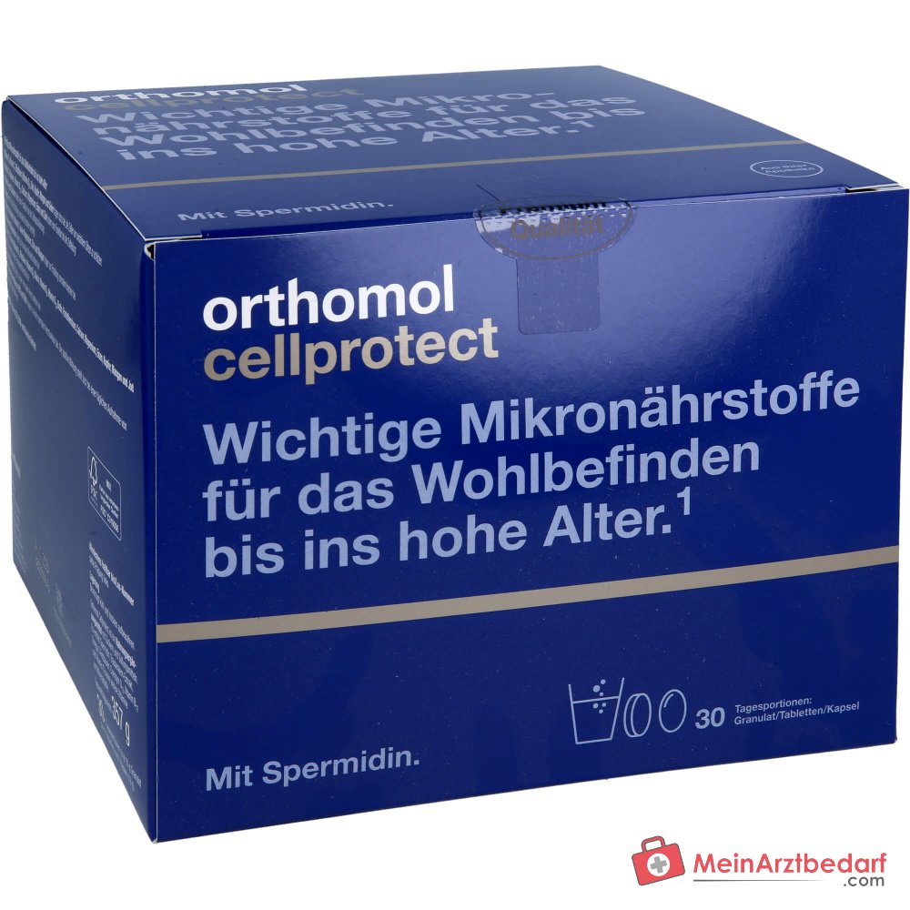 Orthomol Cellprotect Granulat mit Tabletten und Kapseln, 30 Tagesportionen.