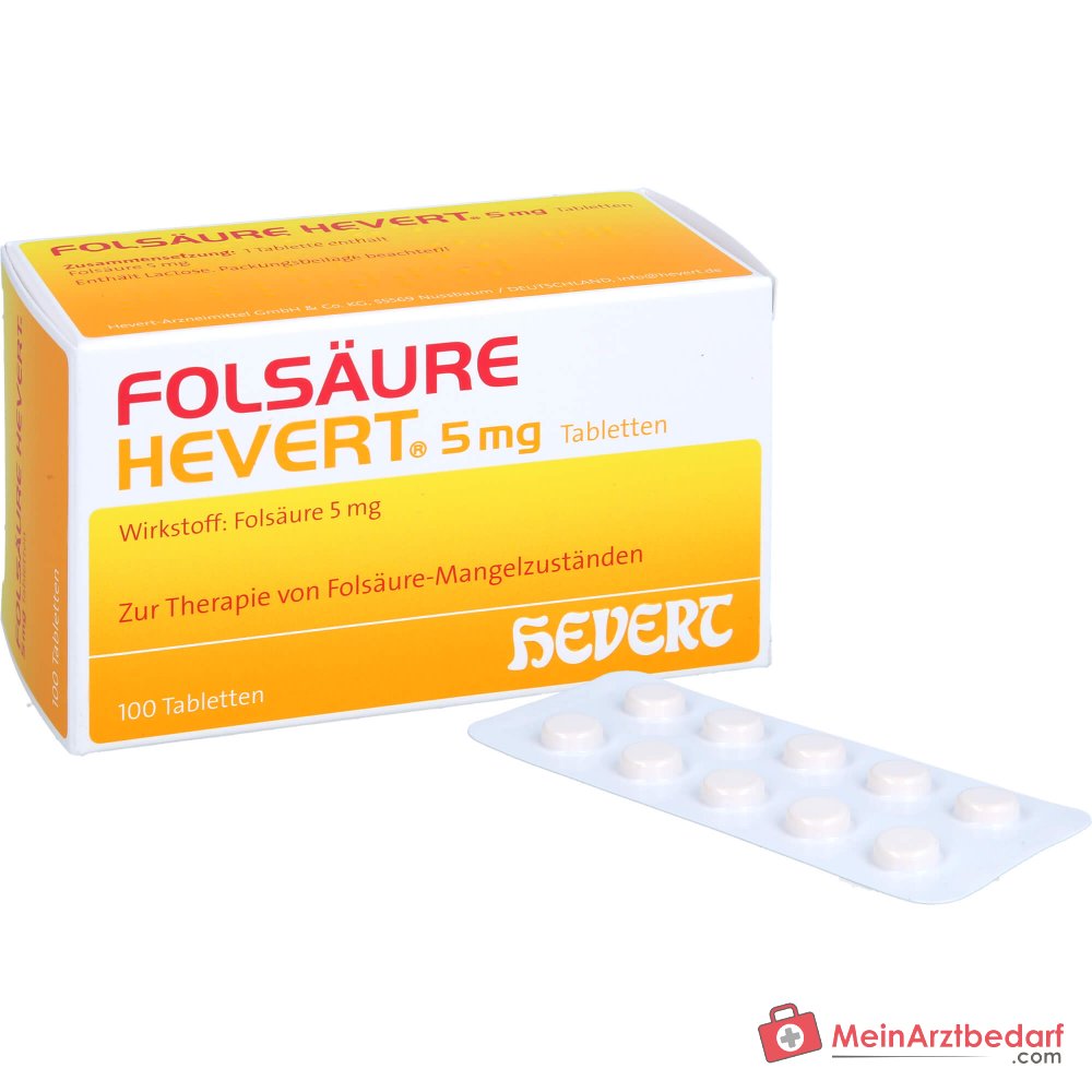 Hevert Folsäure 5 mg Tabletten, 100 St.