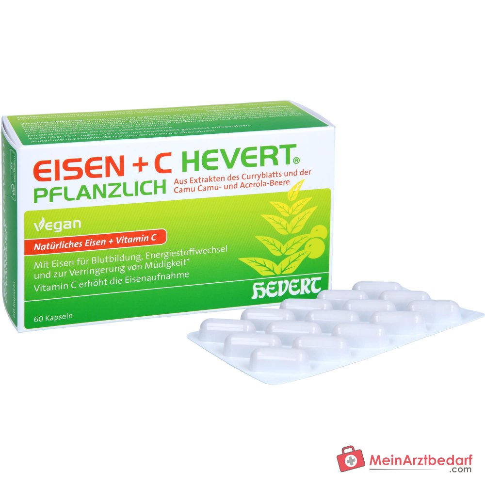 Hevert Eisen+C Plantas Cápsulas de Hierro / Vitamina C, 60 uds.