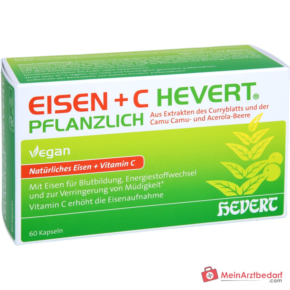 Hevert Eisen+C Plantas Cápsulas de Hierro / Vitamina C, 60 uds.