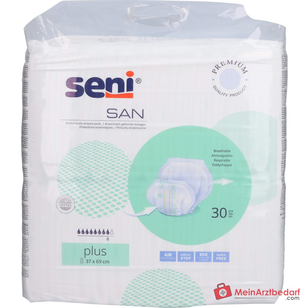Seni SAN plus incontinentieonderlegger 37 x 69 cm anatomisch met vochtindicator