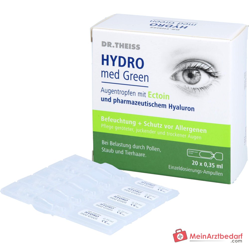 Dr. Theiss Hydro med Green Ectoin / Natriumhyaluronat Augentropfen, 20 x 0,35 ml.