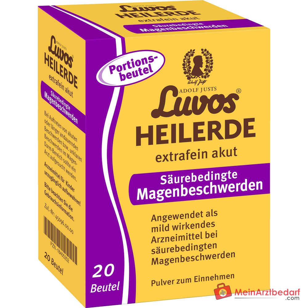 Luvos Heilerde extrafein akut Pulver, 20 Beutel à 6,5 g.