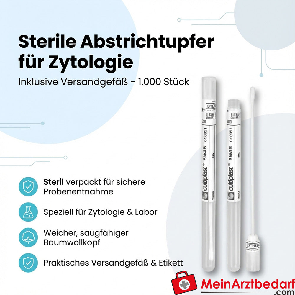 Steriele wattenstaafjes voor cytologie Katoenen kop Verzendverpakking 1000 st.