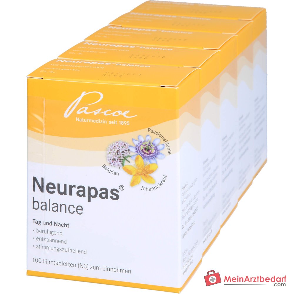 Neurapas balance Tabletten mit Baldrian, Johanniskraut und Passionsblume Packung, 5x100 Stk.