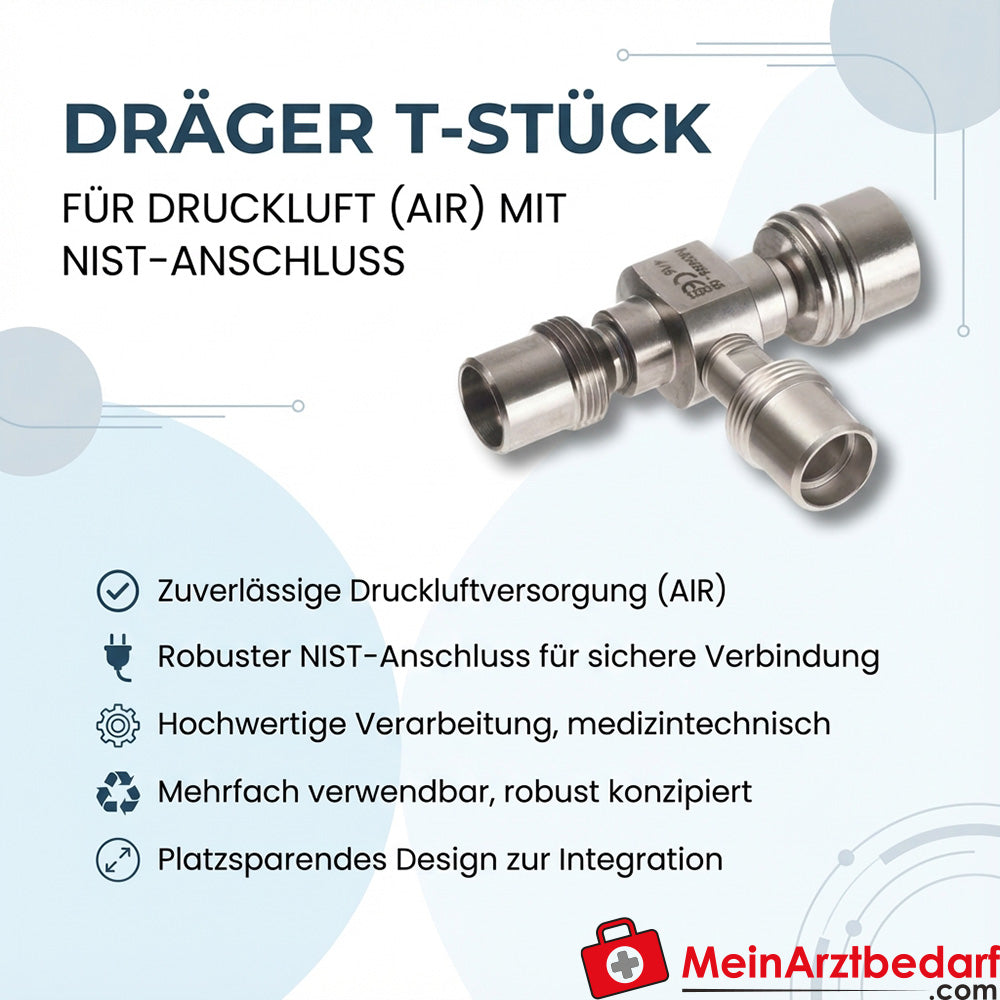 Dräger T-stuk NIST-aansluiting perslucht (AIR) voor beademing/intubatie