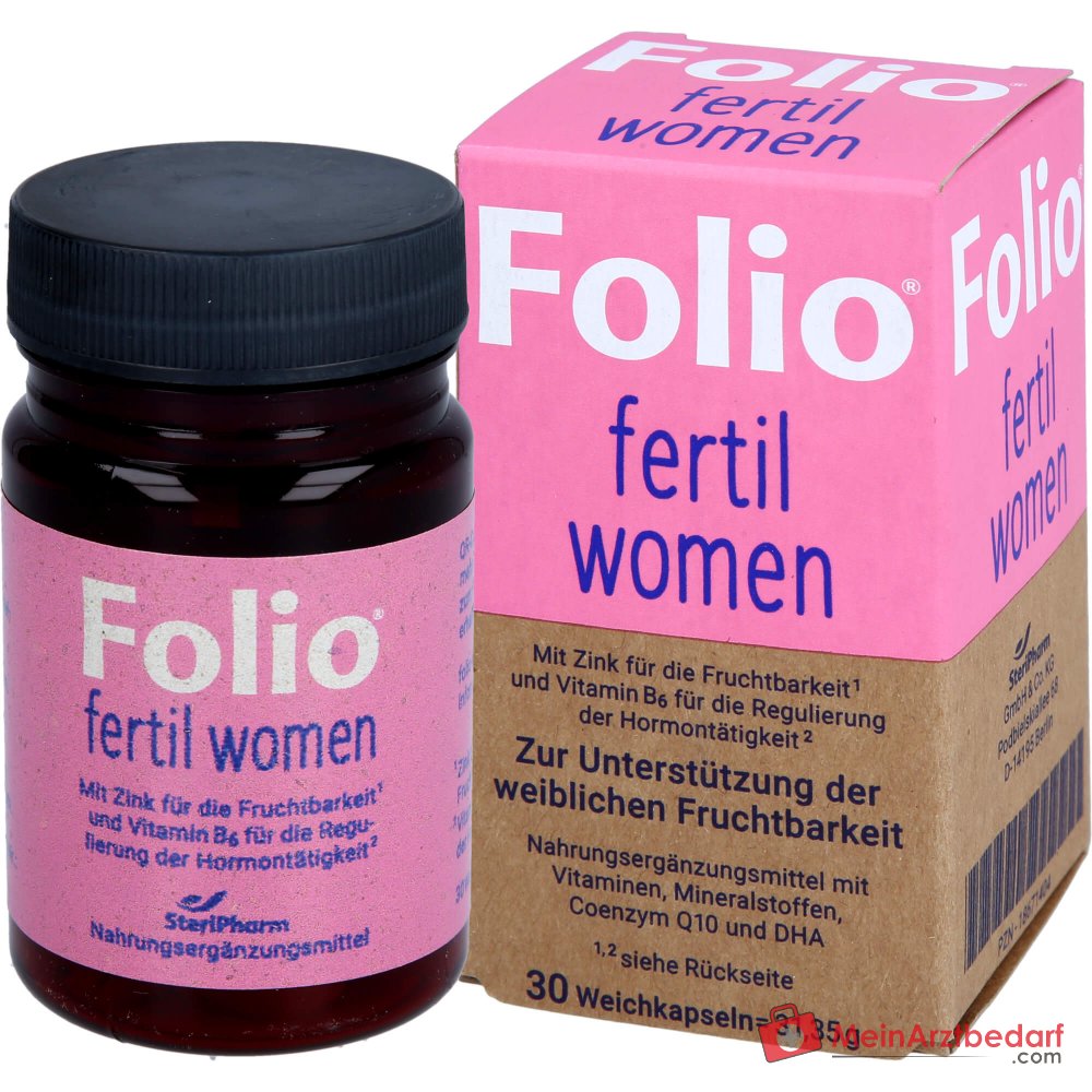 Folio fertil vrouwen soft capsules 35 mg co-enzym Q10, 0,45 mg foliumzuur, 30 stuks.