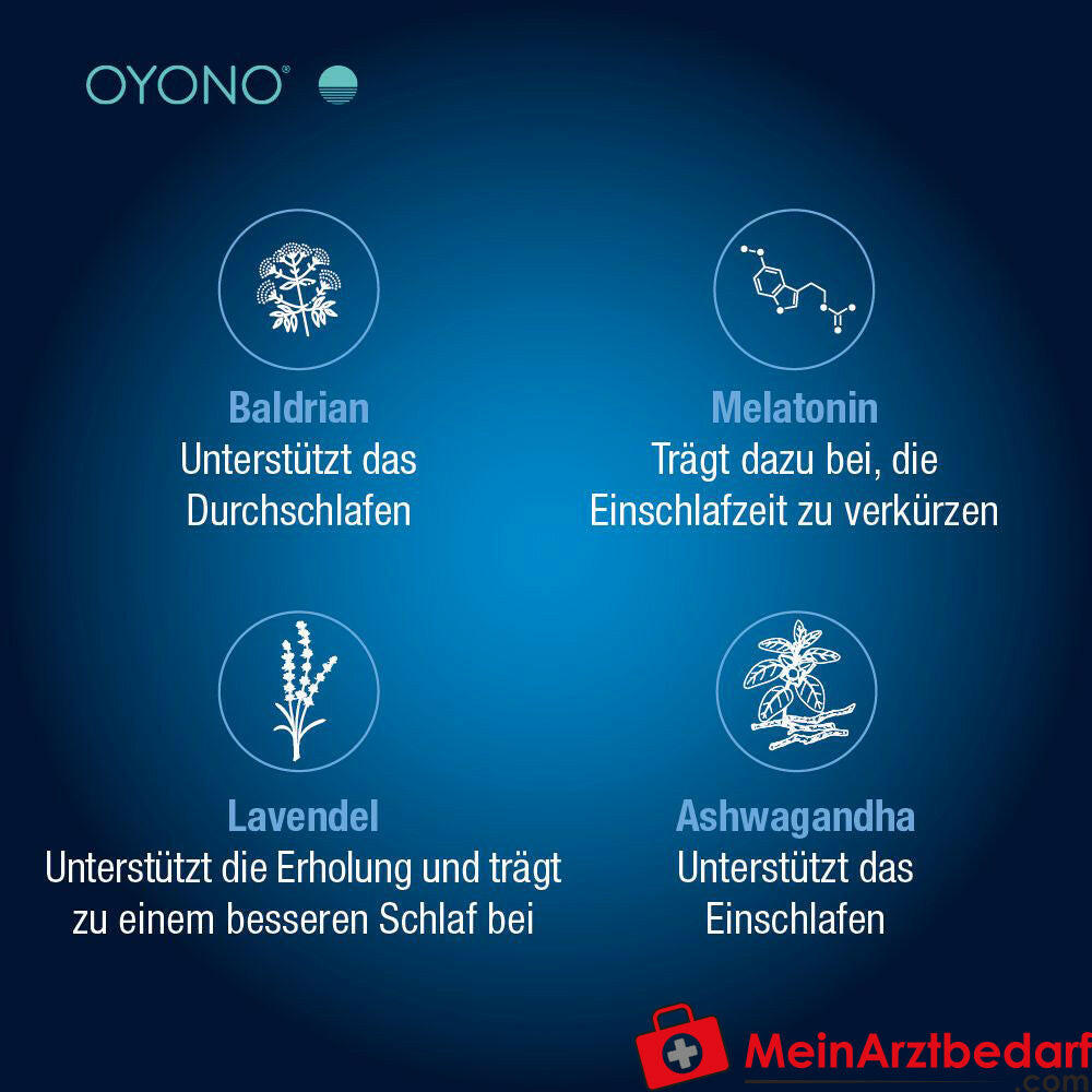OYONO® Nacht Intens mit 1,9mg Melatonin und Ashwagandha, Baldrian, Lavendel.