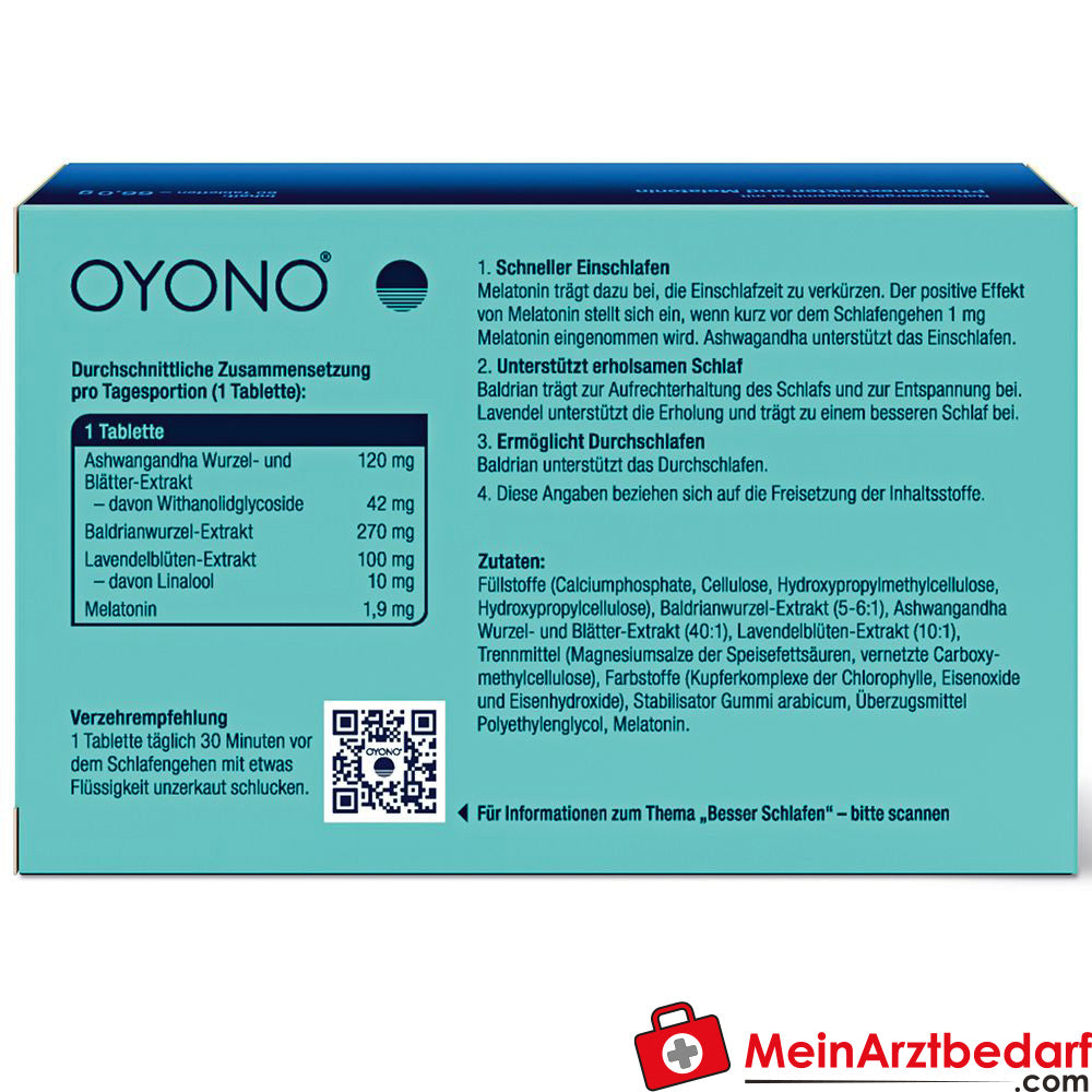 OYONO® Nacht Intens mit 1,9mg Melatonin und Ashwagandha, Baldrian, Lavendel.