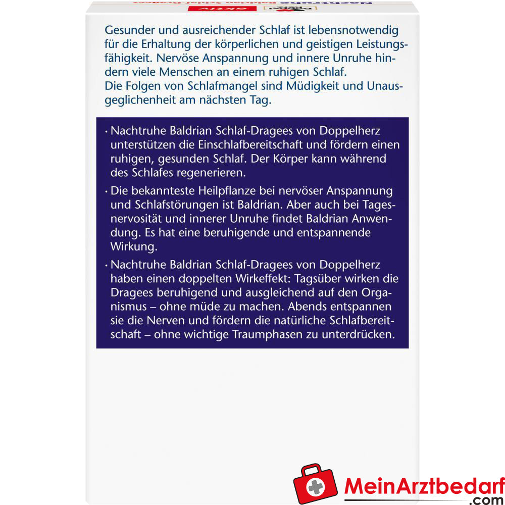 Doppelherz Nachtruhe Baldrian Schlaf-Dragees.