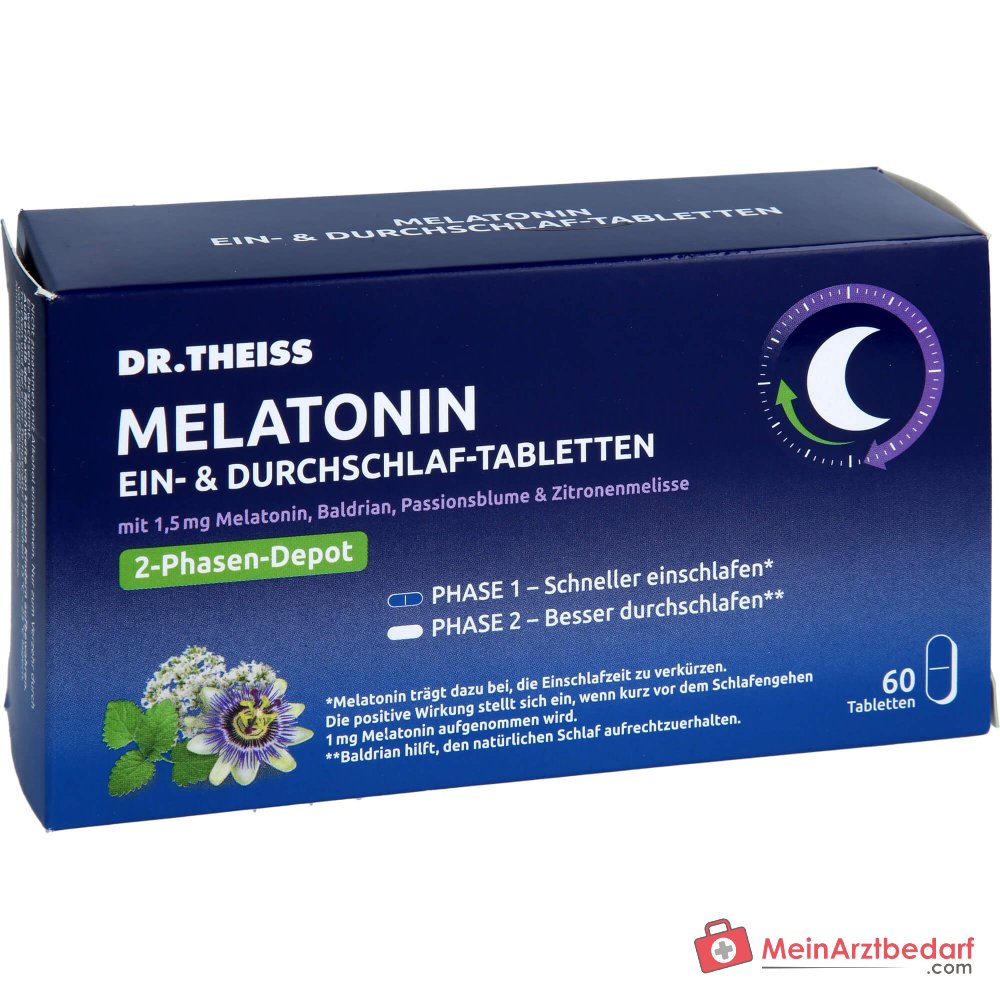 Dr Theiss Melatonina 1,5 mg compresse per addormentarsi e rimanere addormentati 60 pezzi