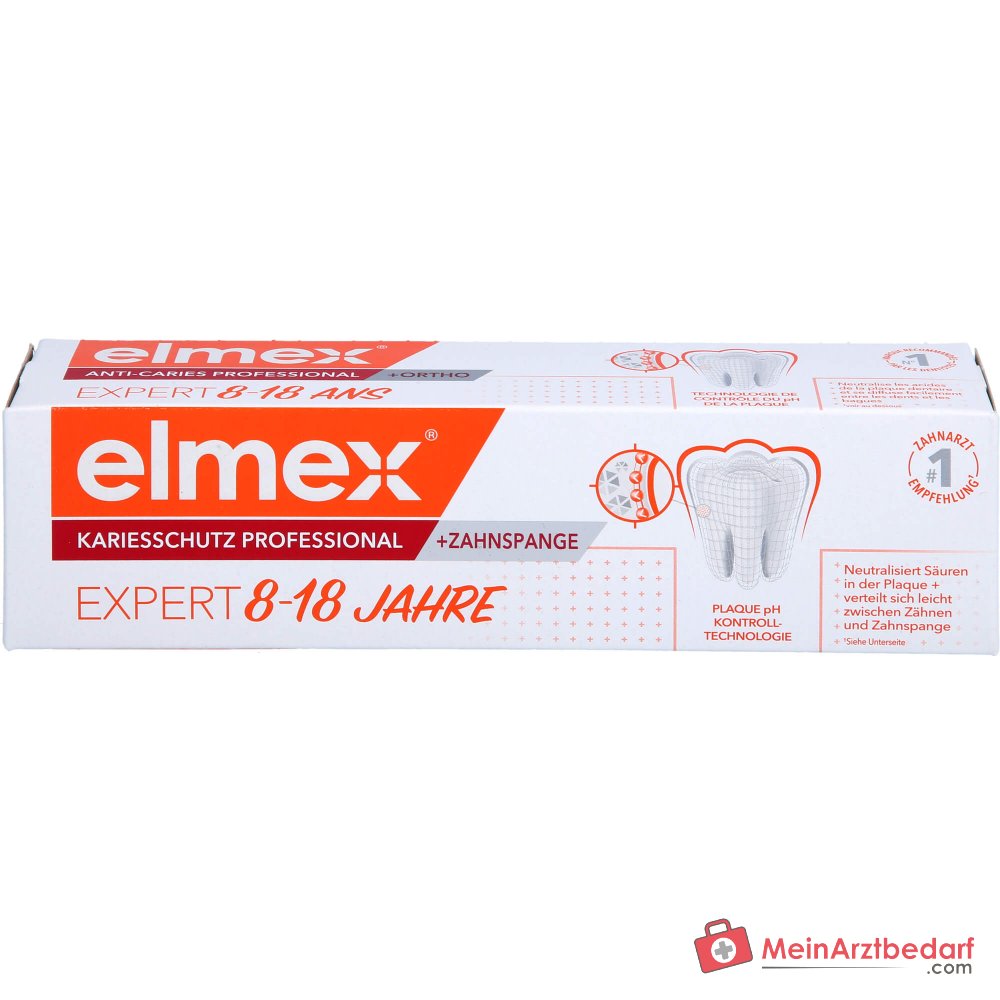 Elmex Kariesschutz Professional Zahnspange Arginin / Natriummonofluorphosphat Zahnpasta, 75 ml.