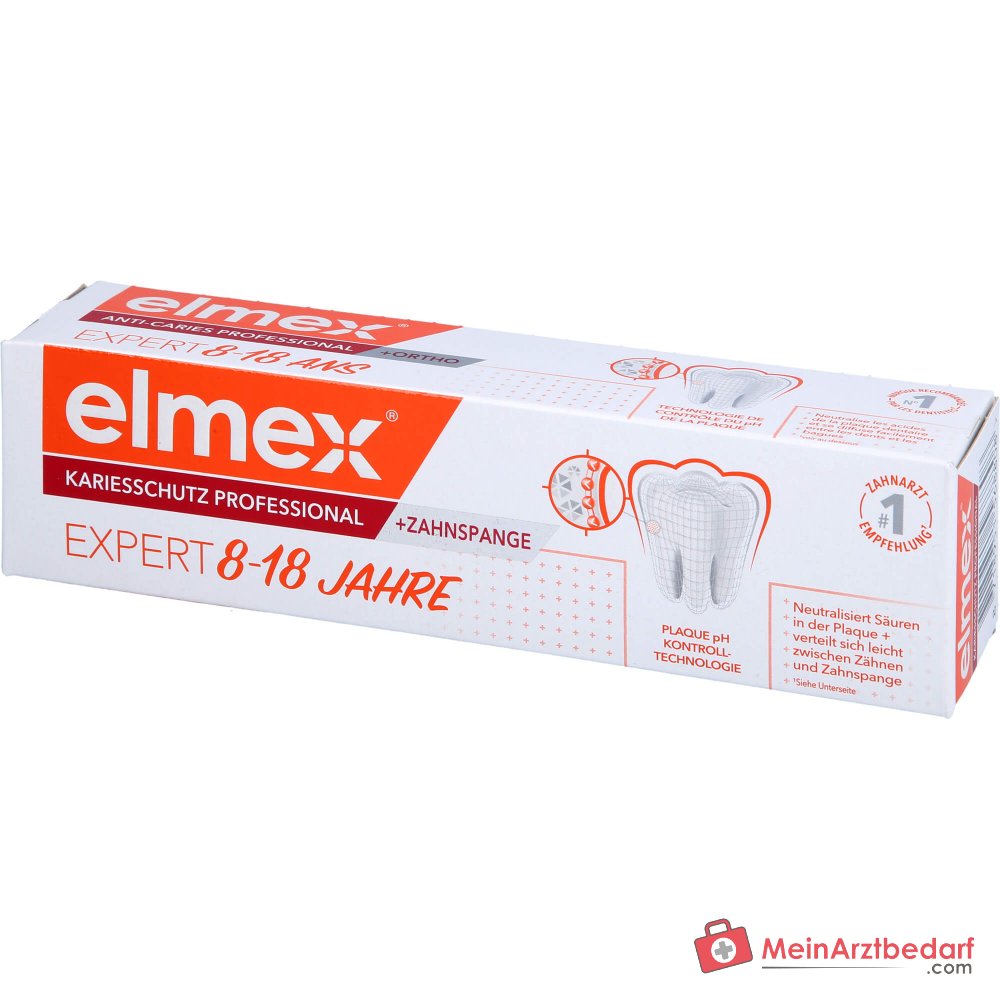 Elmex Kariesschutz Professional Zahnspange Arginin / Natriummonofluorphosphat Zahnpasta, 75 ml.