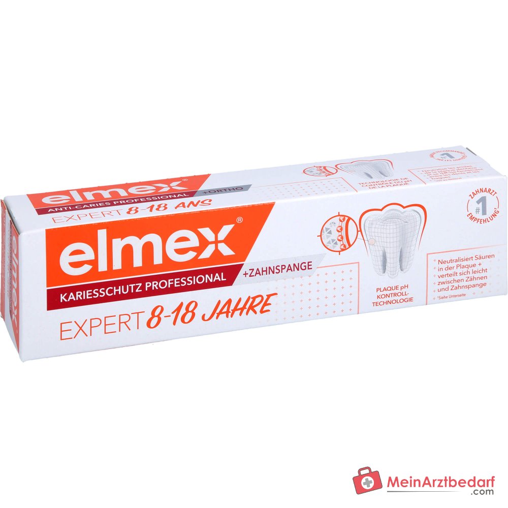 Elmex Kariesschutz Professional Zahnspange Arginin / Natriummonofluorphosphat Zahnpasta, 75 ml.