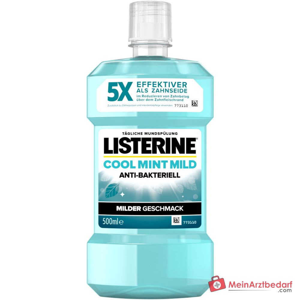 LISTERINE Cool Mint Mild Eucalyptol / Menthol / Thymol / Methyl Salicylat Mundspülung, 500 ml.