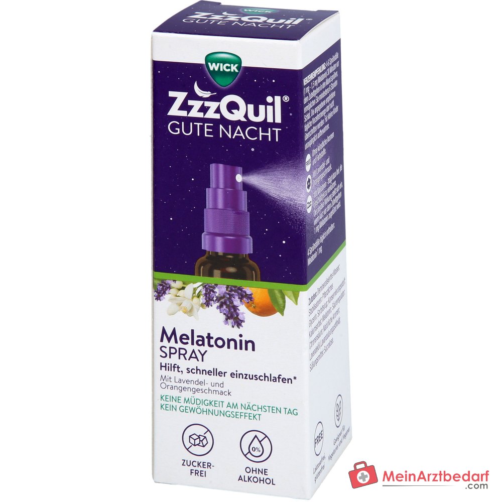 WICK ZzzQuil Gute Nacht Spray Melatonin 1–1,5 mg pro Dosis Einschlafspray 30 ml