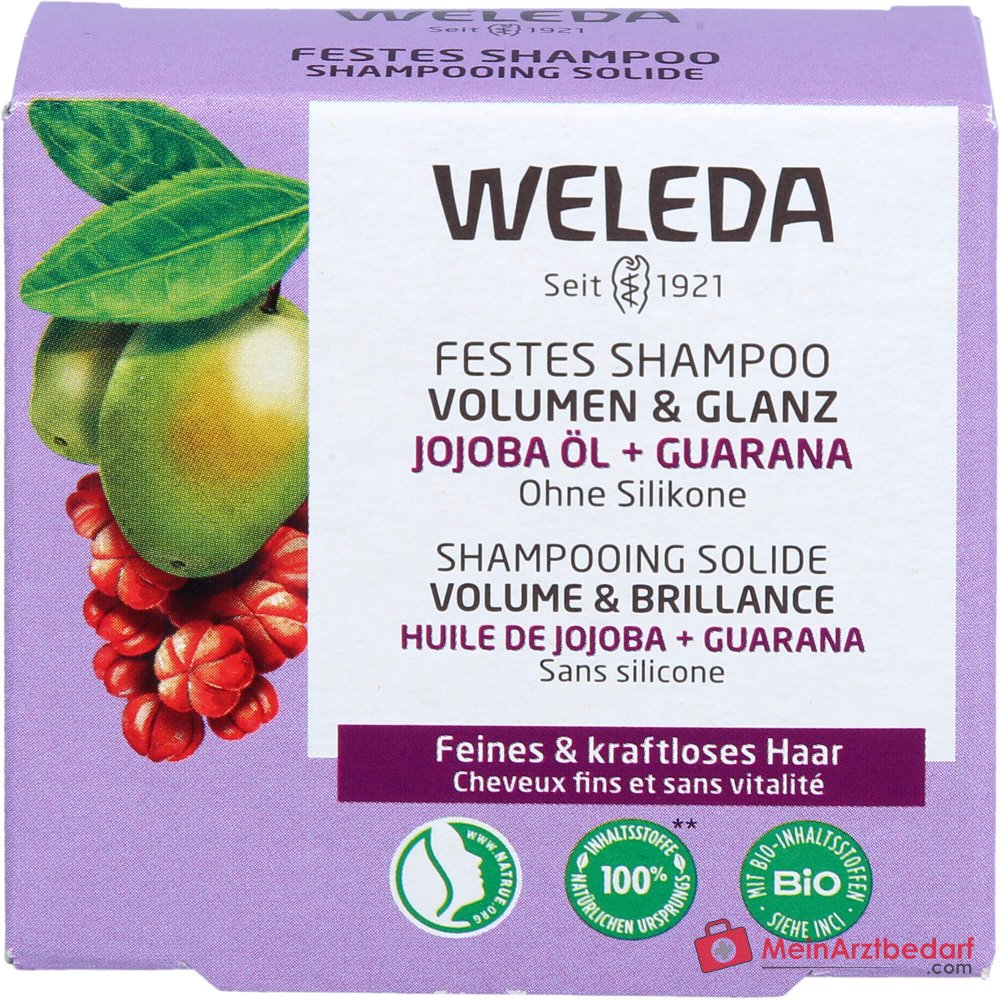 Weleda Shampoo Solido Volume & Lucentezza con Olio di Jojoba Bio, 50 g