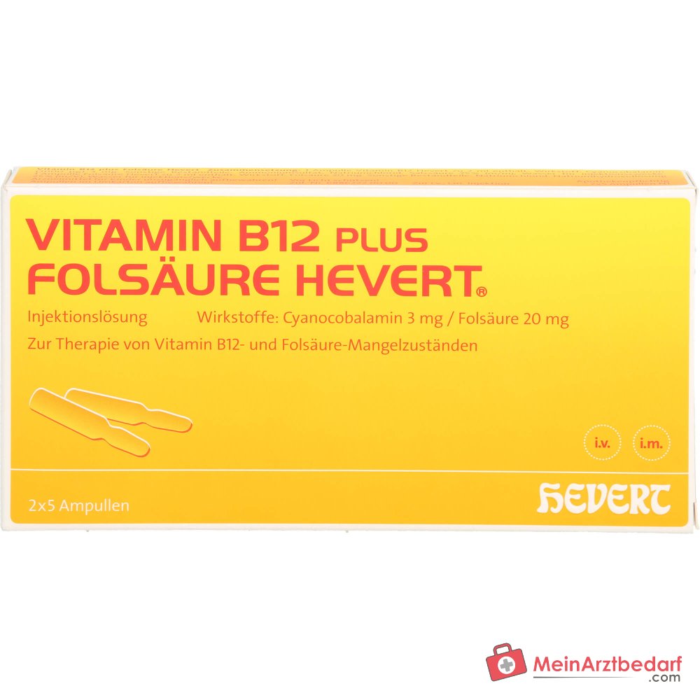 Hevert Vitamine B12 plus acide folique solution injectable, 2 x 5 ampoules