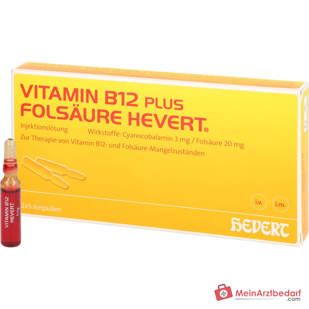 Hevert Vitamine B12 plus acide folique solution injectable, 2 x 5 ampoules