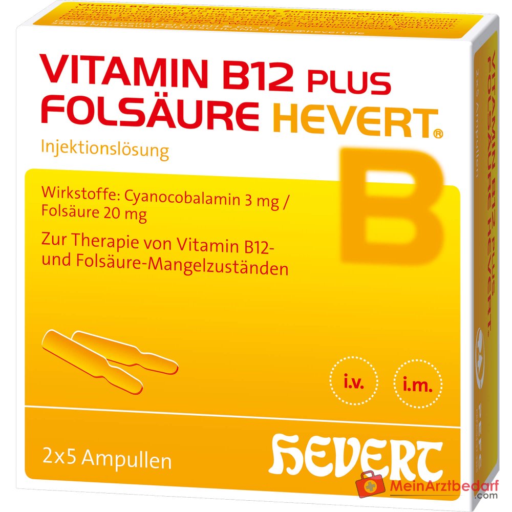 Hevert Vitamine B12 plus acide folique solution injectable, 2 x 5 ampoules