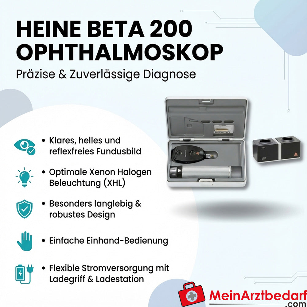Heine BETA 200 ophthalmoscope with charging handle