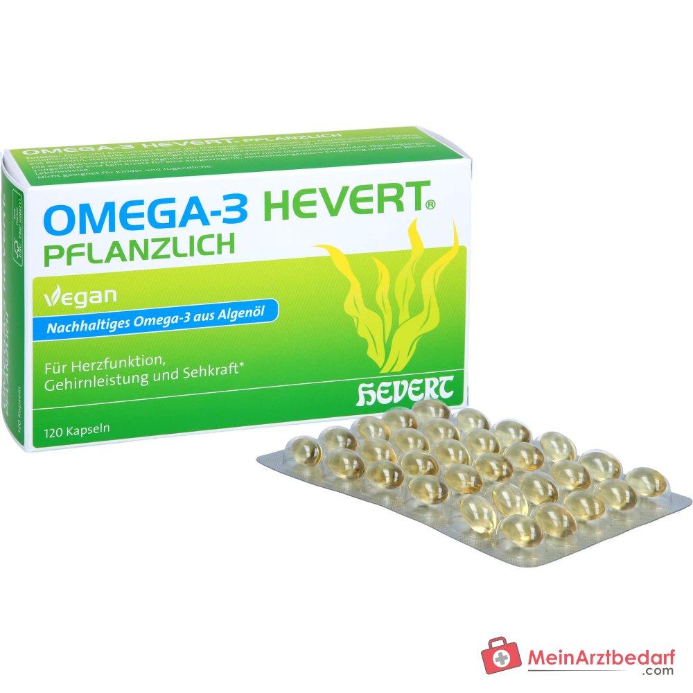 Hevert Omega-3 cápsulas blandas vegetales veganas, 120 uds.