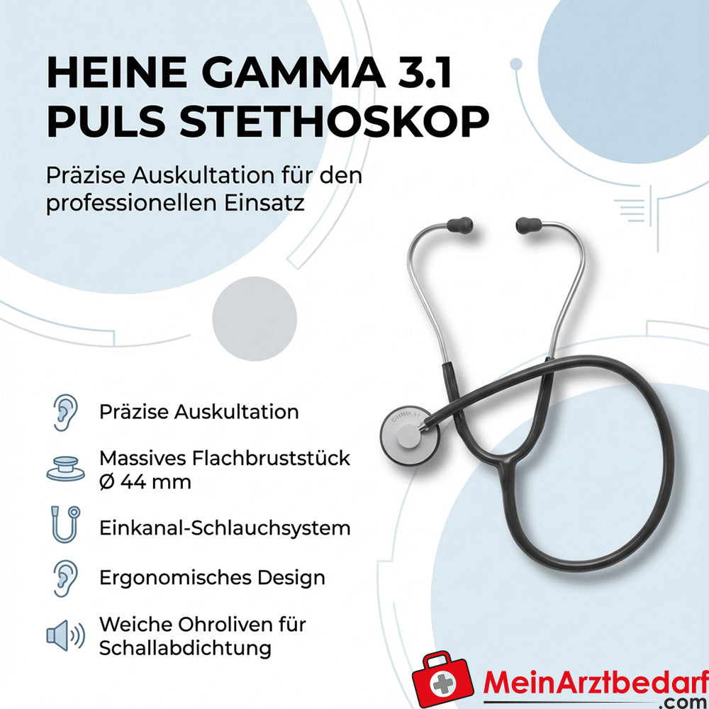 Heine Gamma 3.1 pulse stethoscope flat chest piece Ø44 mm single-channel tube