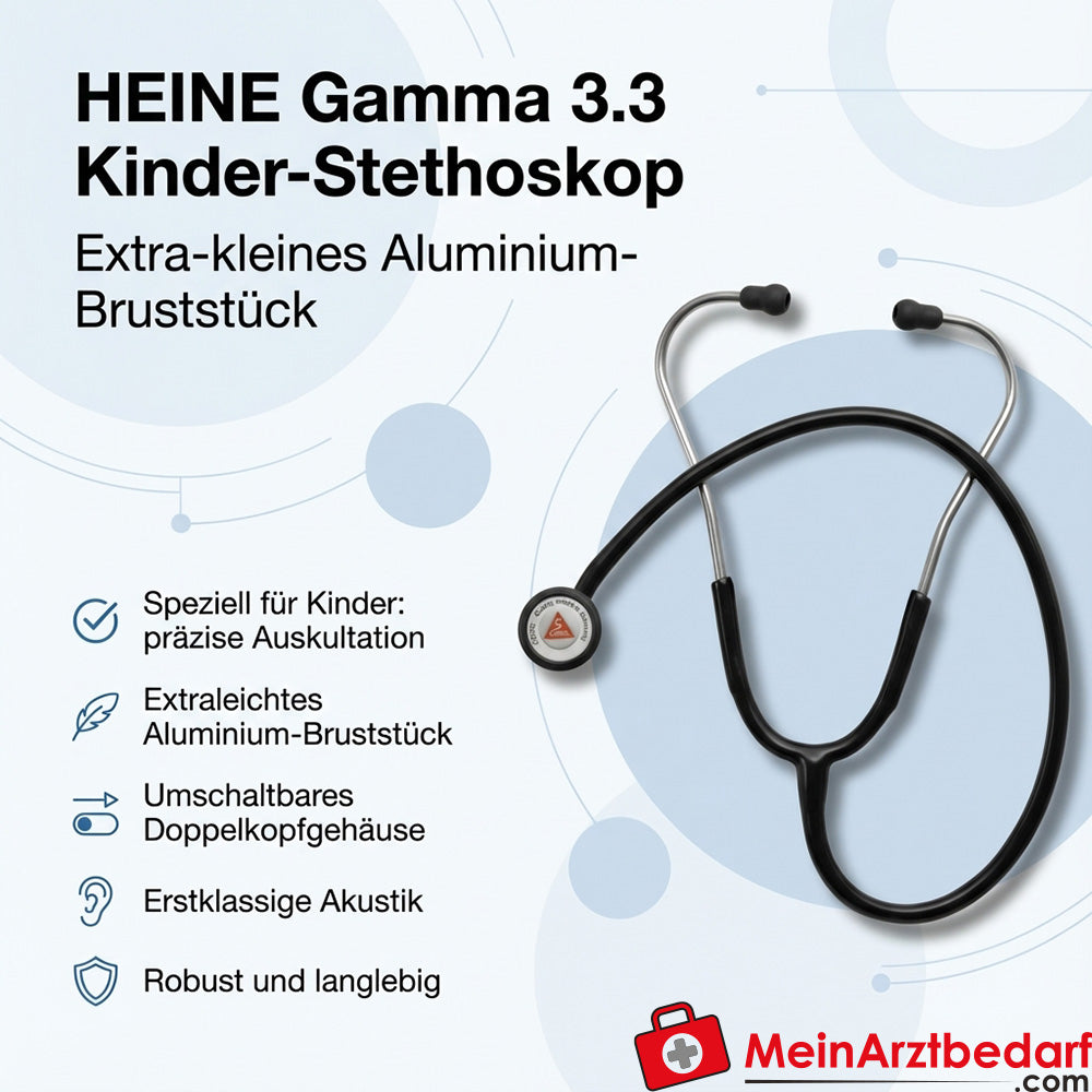 Stetoskop dziecięcy Heine Gamma 3.3, bardzo mała aluminiowa głowica, przełączana podwójna głowica