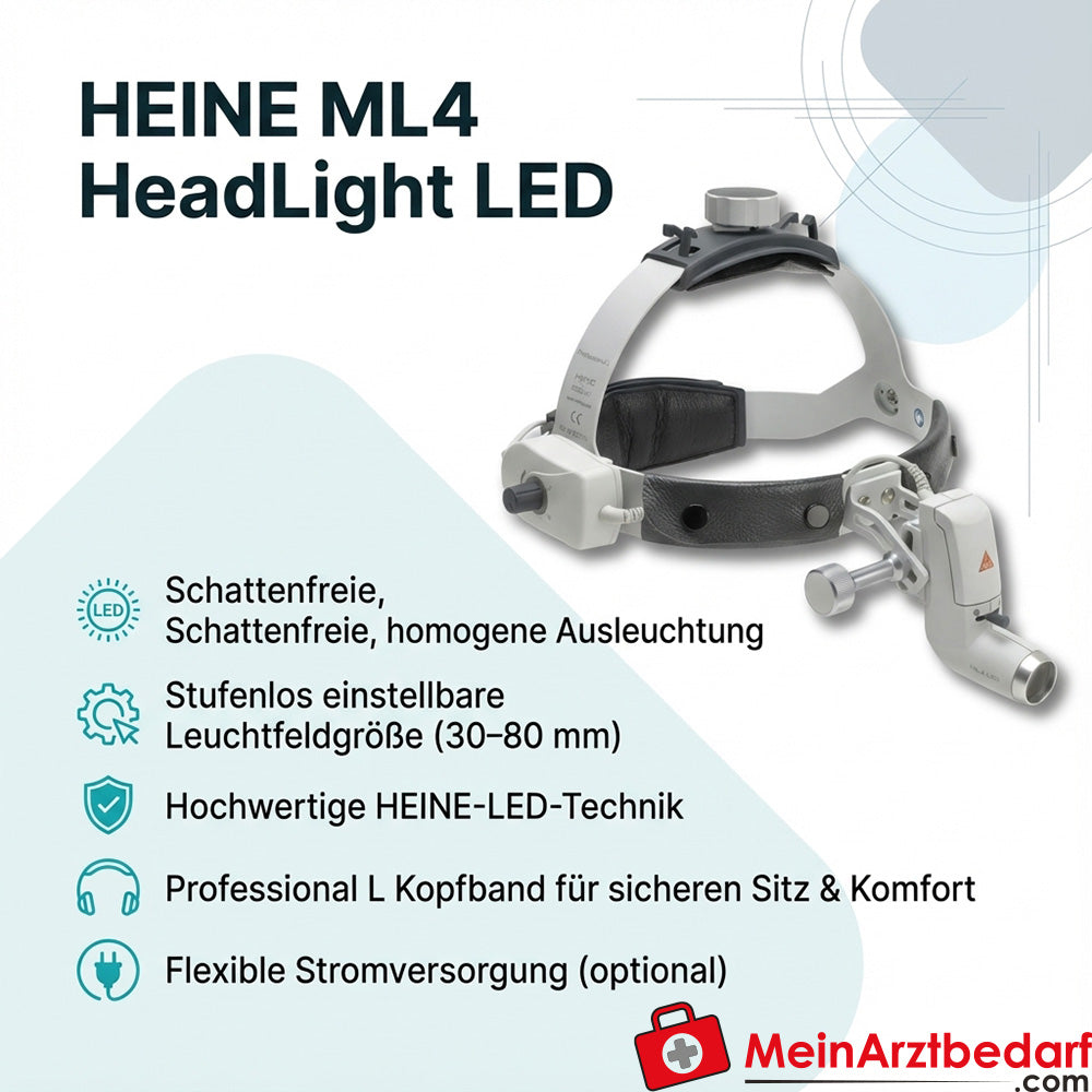 Heine ML4 HeadLight LED headlamp without power source, field of illumination 30-80 mm at 420 mm