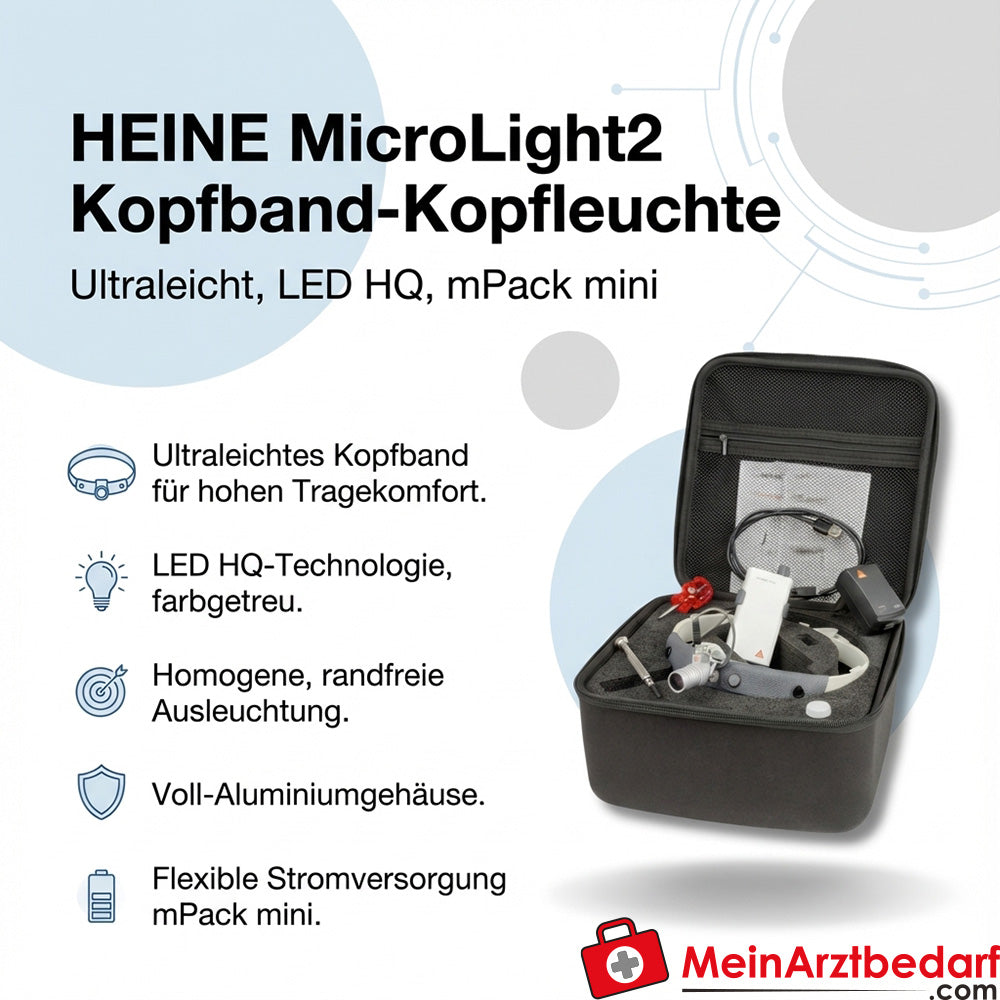 HEINE MicroLight2 Kopfband-Kopfleuchte mit mPack mini ultraleicht LED HQ
