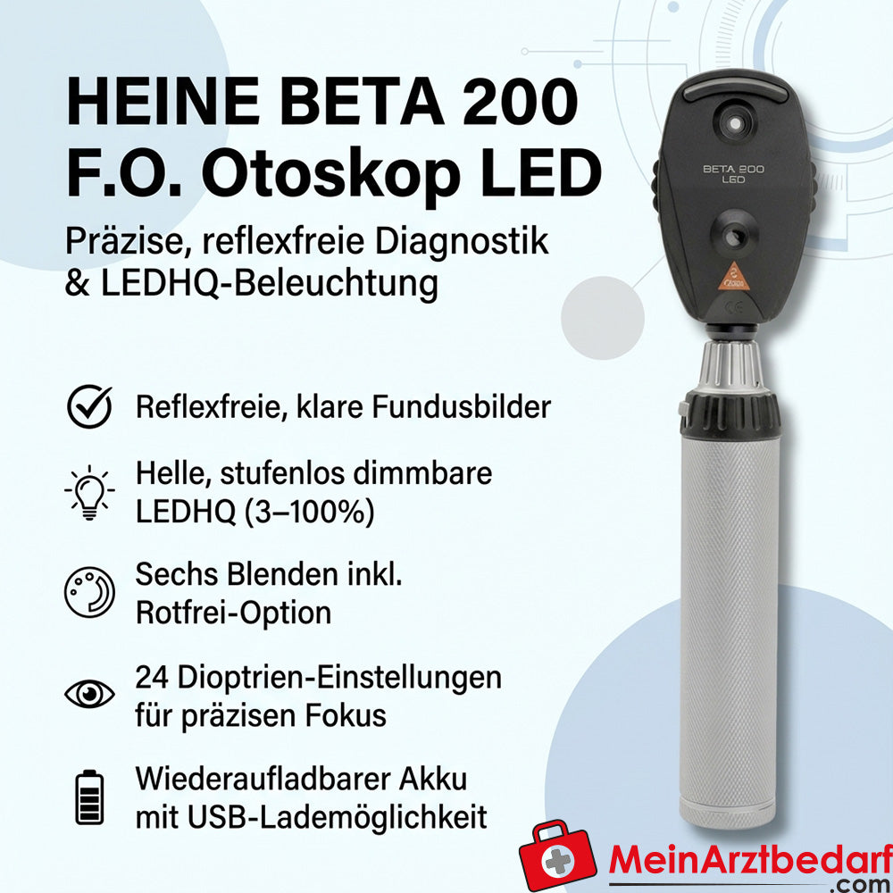 HEINE BETA 200 F.O. Otoscopio LED dimmerabile con ottica asferica batteria ricaricabile con USB