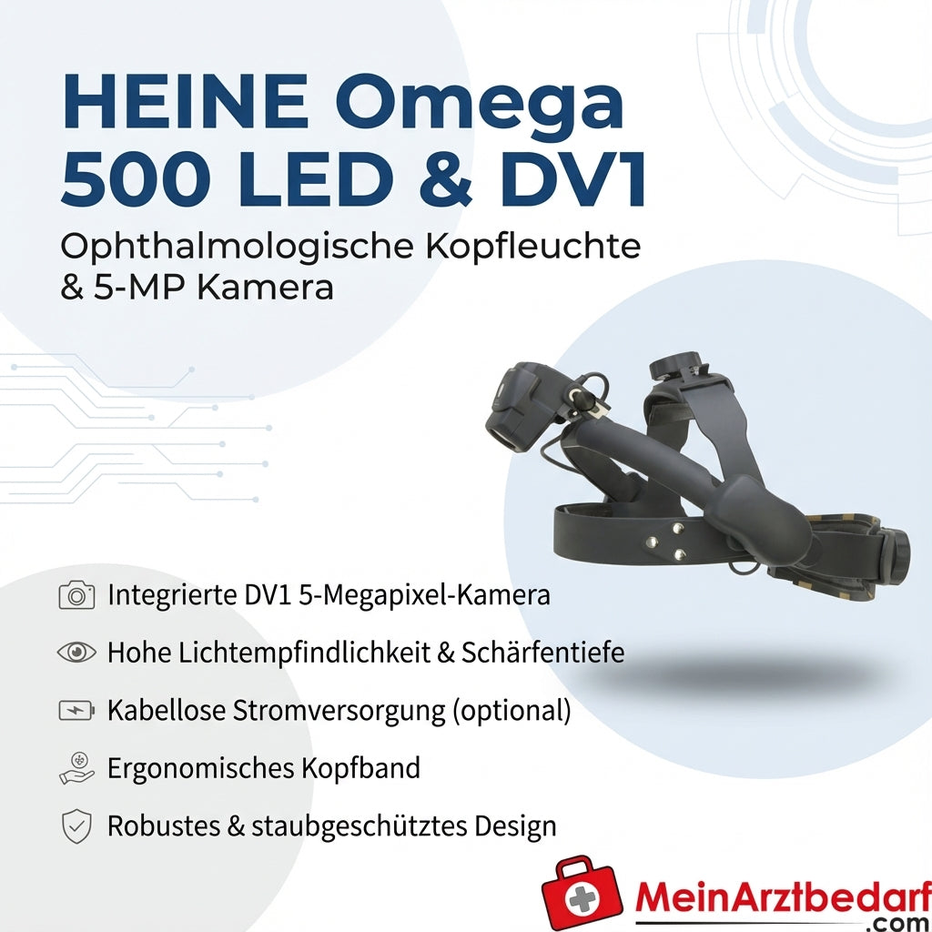 HEINE Omega 500 LED Kopfleuchte mit DV1 5 MP Kamera USB 2.0