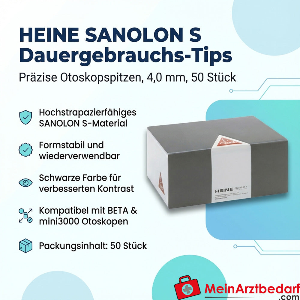 Heine Continuous use tips SANOLON S 4.0 mm Otoscope tips black 50 pieces
