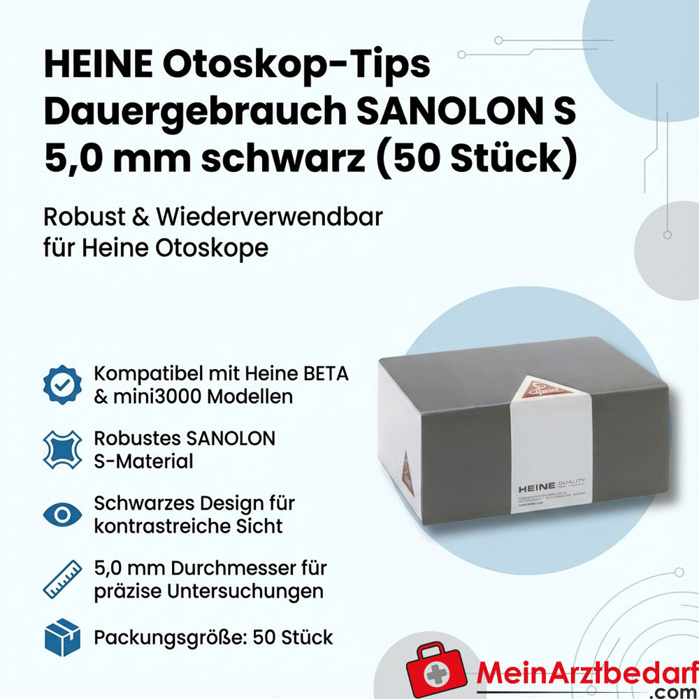 Heine otoscope tips for continuous use SANOLON S 5.0 mm black 50 pieces