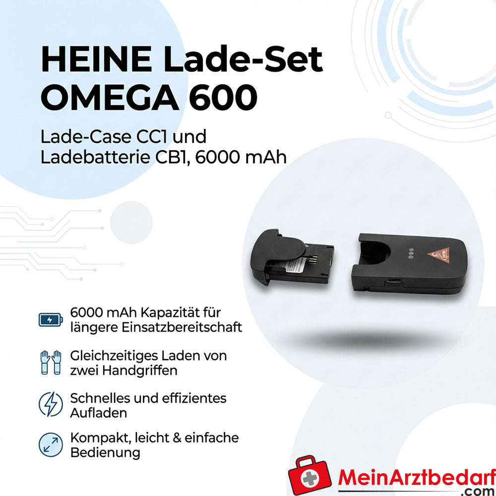 Heine charging set OMEGA 600 charging case CC1 and charging battery CB1 6000 mAh for 2 handles
