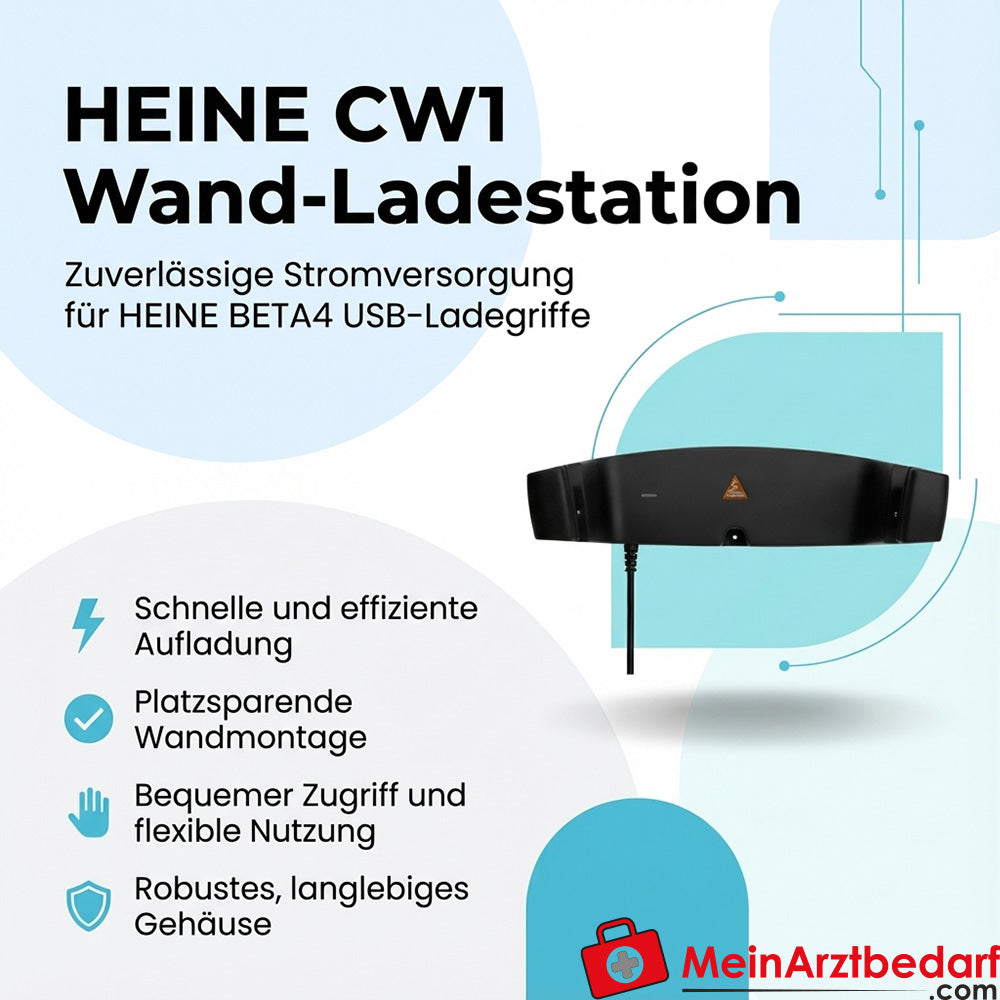 Heine CW1 wall charging station for BETA4 USB charging handles, wall mounting