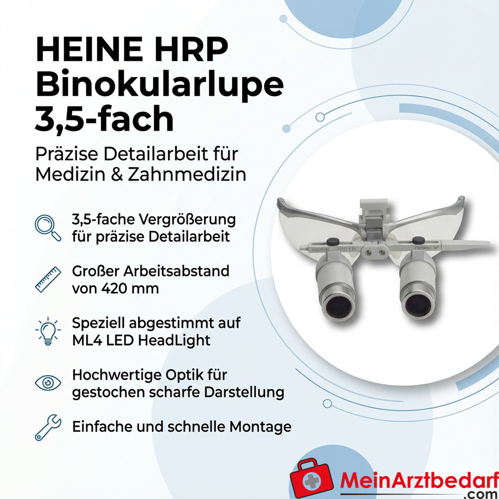 Heine retrofit set HRP binocular magnifier 3.5x 420 mm for ML4 LED HeadLight