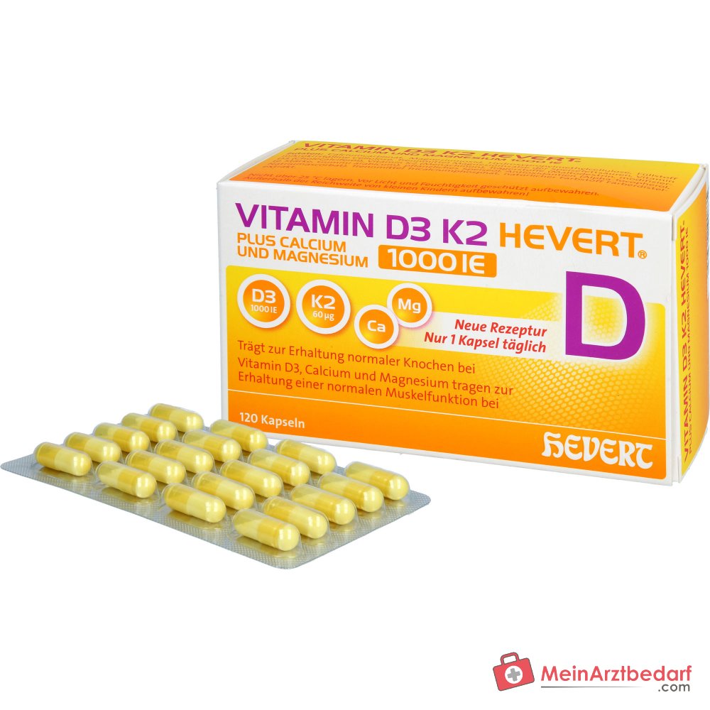 Hevert Vitamin D3 K2 Kapseln 1000 IE, 120 St.